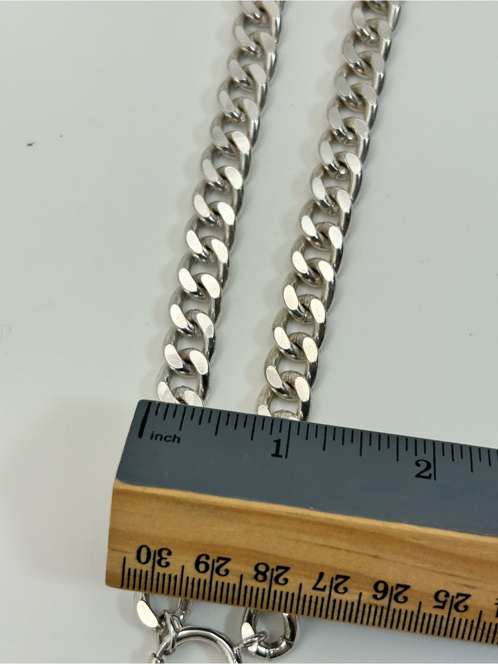 Puffy Heart Charm Curb Chain Necklace Chunky 16" Unsigned Silver-tone - Picture 9 of 12